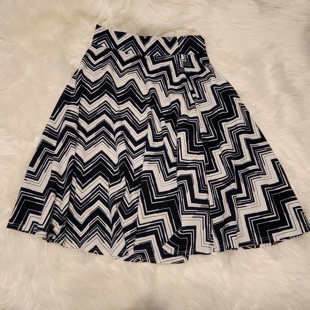 Jason Maxwell A-Line Skirt, Navy & White, Size Medium